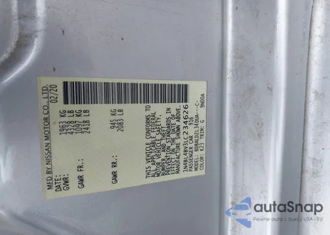 2020 Nissan Altima S Fwd from USA, damaged, VIN 1N4BL4BV3LC234626